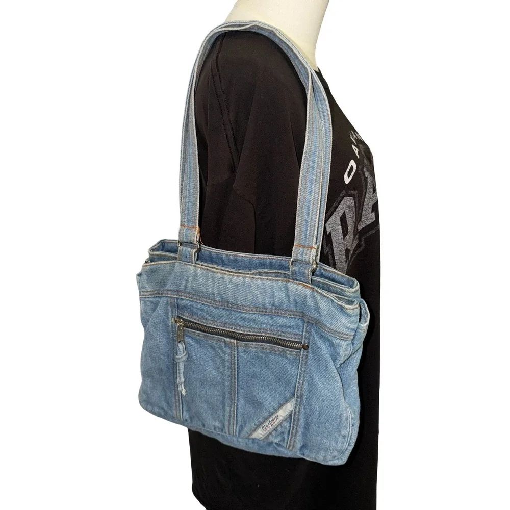 Y2K Blue Indigo cotton basics Denim Shoulder purse